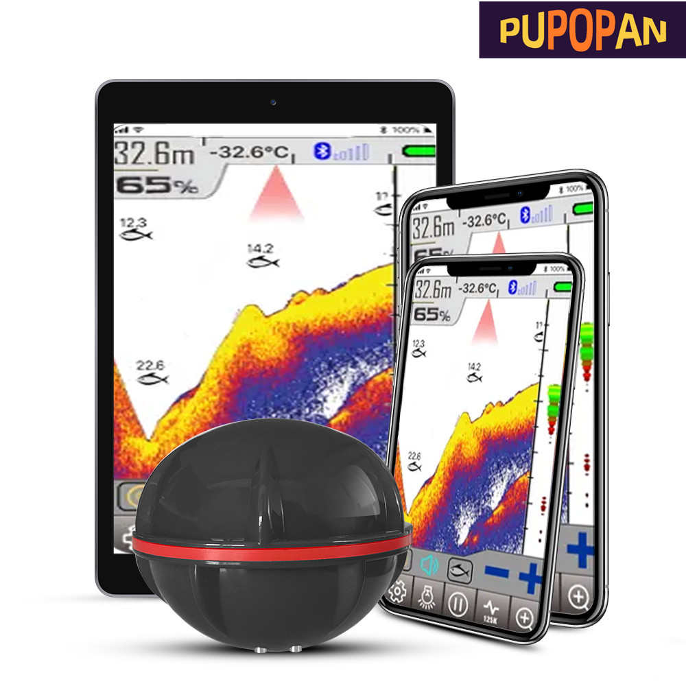 Fishing Equipment English - PuPoPan ワイヤレス Bluetooth スマートソナー魚群探知機 48 メートル/160ft