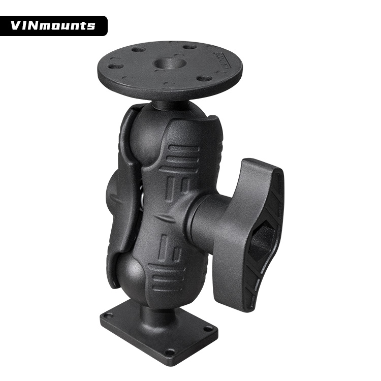 Fish Finder - VINmounts 2.25インチヘビーデューティーフィッシュファインダーブラケット、D型アルミニウムベース（38.1*63.5mm）とラムマウント用ショートアーム付き