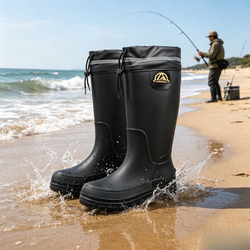 Fishing Equipment Basic - 冬用レインシューズ 釣り用具 メンズハイカットレインブーツ 2026年モデル、モダン、防水、滑り止め