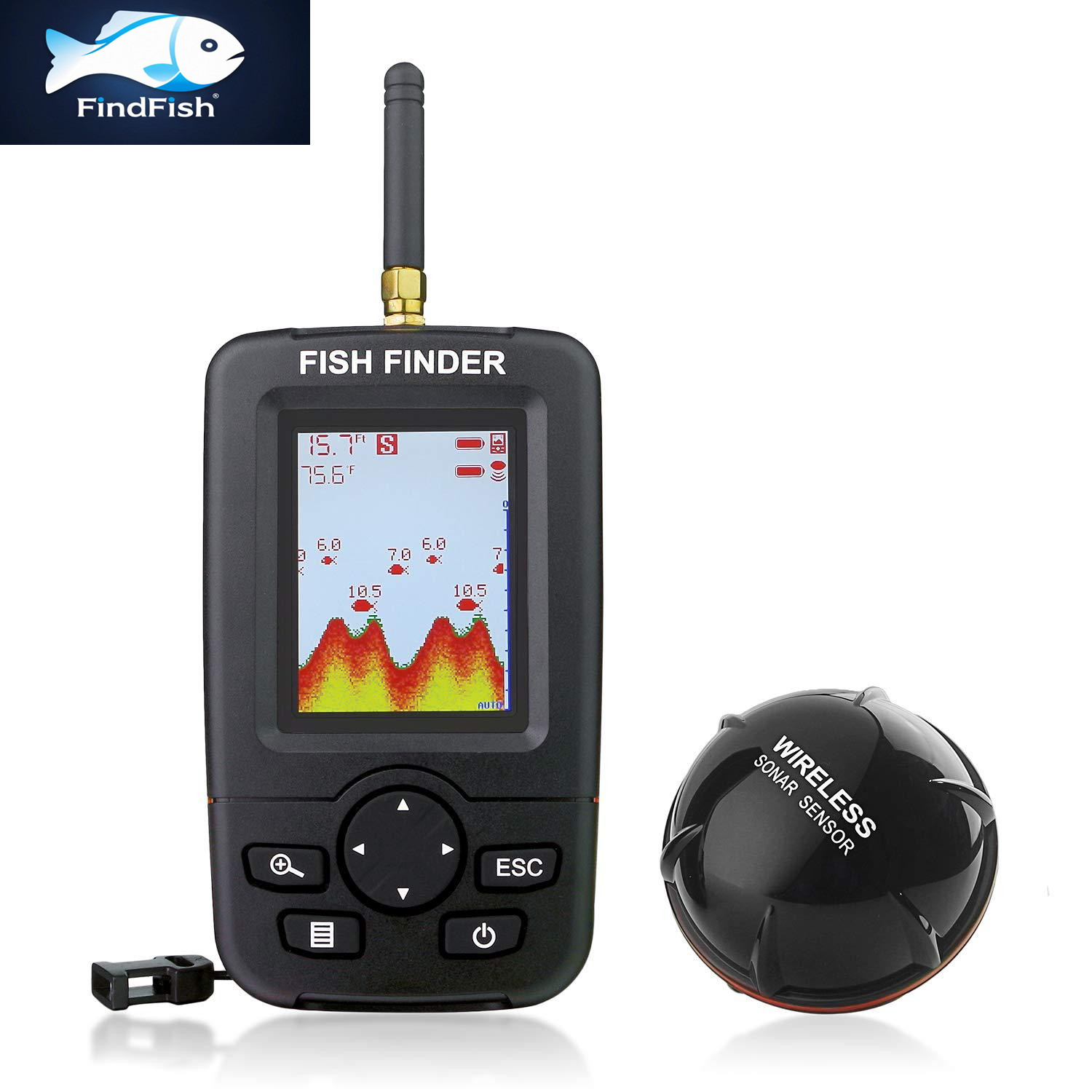 Fishing Equipment English - 100 メートルポータブルソナー魚群探知機釣りルアーエコーサウンダー釣りファインダーアラームトランスデューサー湖海釣り