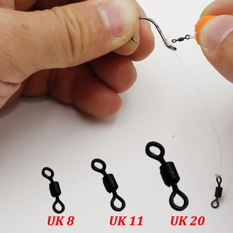 Fishing Equipment Uk - 鯉釣り用マイクロリギングピボット,dリグ用,チョッドおよびヒンジ付きリジッドリグ,uk 8,11,20,マットブラック,釣りターミナルアクセサリー,100個