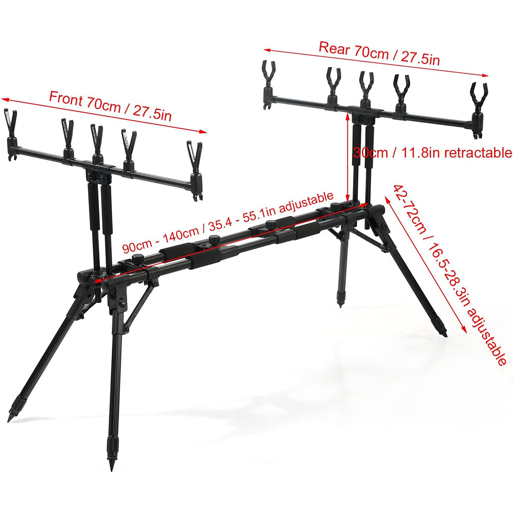 JSFUN 調節可能な5本竿用釣り竿スタンド – 90-14 - Fishing Rod Pod のレビューと価格