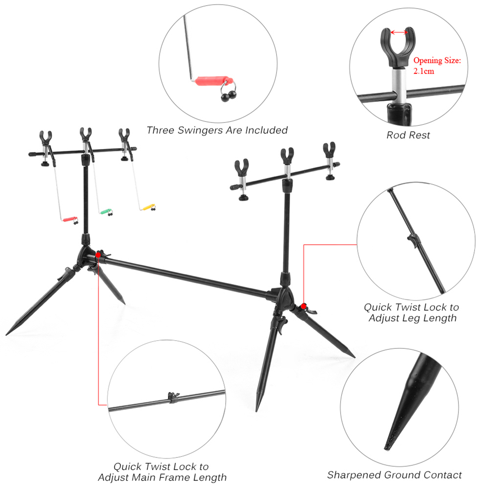 Lixada-釣り竿ポッドスタンドホルダー、格納式コイ、調整 - Fishing Rod Pod のレビューと価格